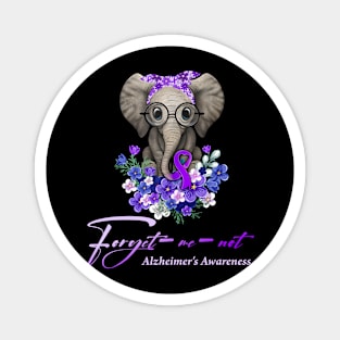 Forget me not Alzheimer's Awareness Elephant Flower Magnet